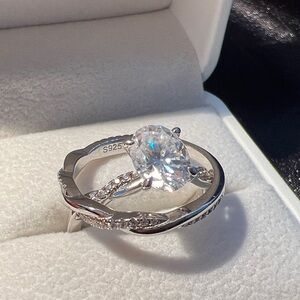 Genuine 💎 2CT Moissanite FIRE Oval Cut Engagement Wedding Band Set 💍🔥🔥